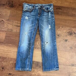 Miss me Womens denim blue jeans 25 waist boyfriend distressed frayed